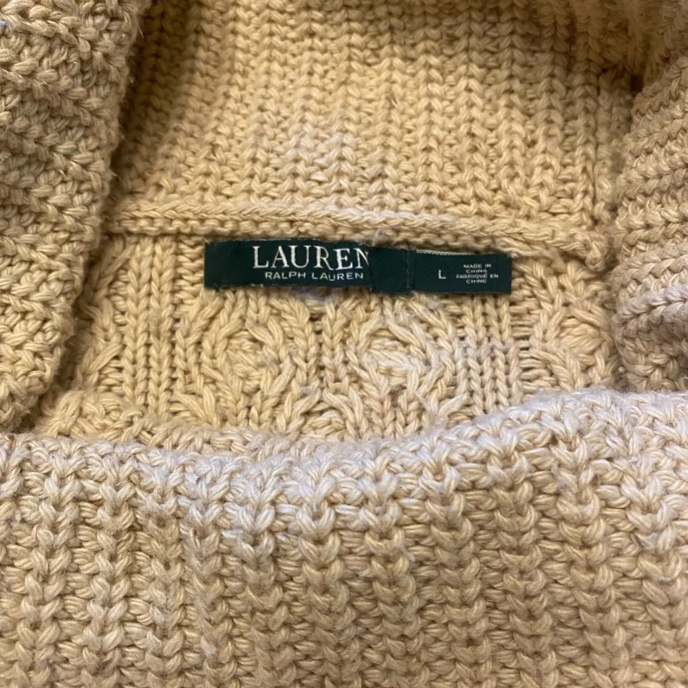 Lauren Ralph Lauren Cream Cable Knit Cowl Neck Fisherman Sweater
